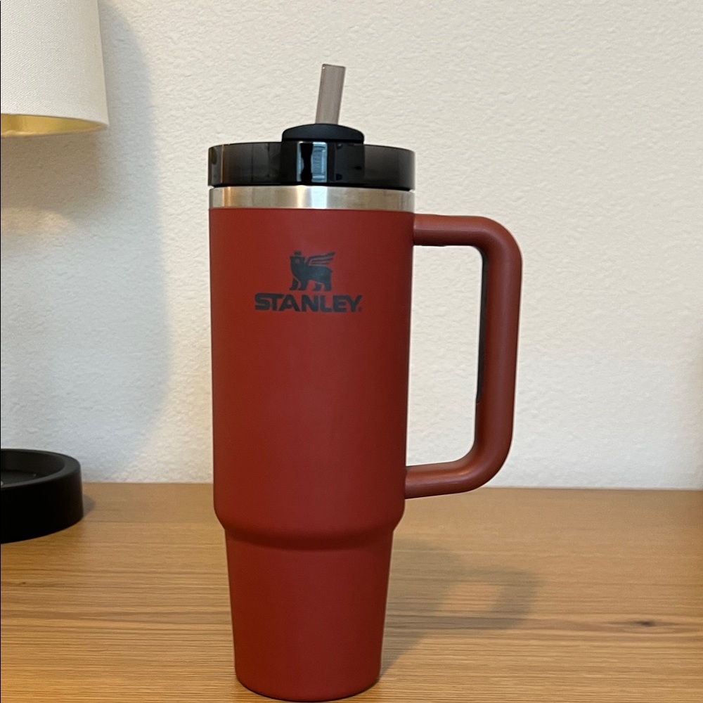 Stanley Matte Brick Red Travel Mug with Handle and Straw Lid